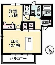ジュネスエスポワールA 1LDKの間取図画像