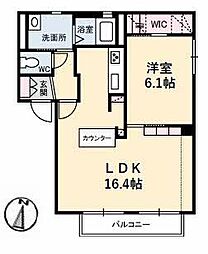 シャーメゾンM2 1LDKの間取図画像