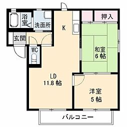エクシード・ロジュマンB 2LDKの間取図画像