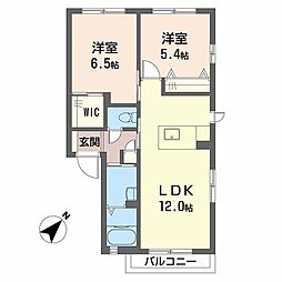 カルムK・2 2LDKの間取図画像