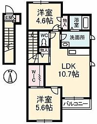 リラフォートOhana 2LDKの間取図画像