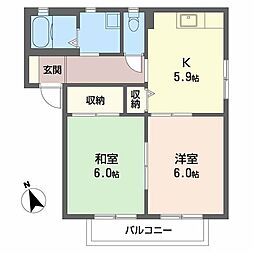 バリュージュ佐野B 2Kの間取図画像