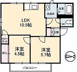 エステートパール2ND 2LDKの間取図画像