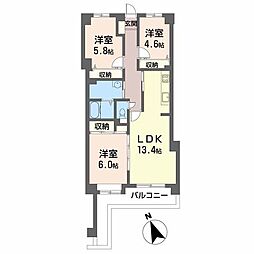 サーパス地吹園 1階3LDKの間取り