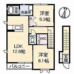 スターライト　Ｂ棟 2階2LDKの間取り