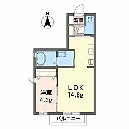 クレセントハイムA 1LDKの間取図画像