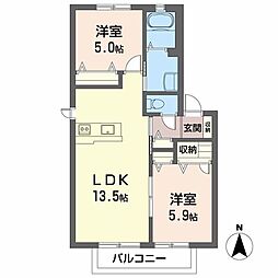 虹A 2LDKの間取図画像
