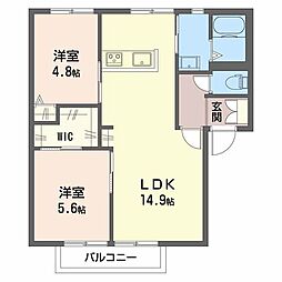 ヴィラキャロット 2LDKの間取図画像