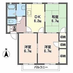 ディアス羽原A 3DKの間取図画像