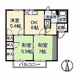 エスパディA 3DKの間取図画像