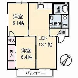 ハミングバードC 2LDKの間取図画像