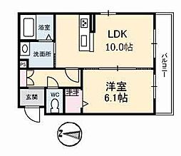 グランベレオ今津 1LDKの間取図画像