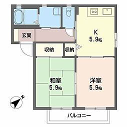 グレース曙C 2Kの間取図画像