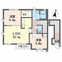 エンジェルウイングA 2LDKの間取図画像