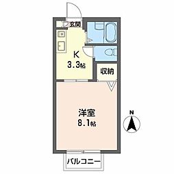 スカイメゾン六番館 1Kの間取図画像