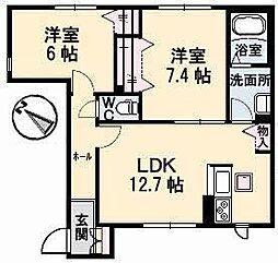 プランドール 2LDKの間取図画像