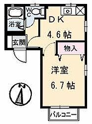 コーポ瀬戸見 1DKの間取図画像