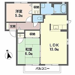 シャーメゾン西本町A 2LDKの間取図画像