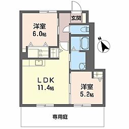 ヴェルデメゾンさだいわC 2LDKの間取図画像