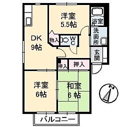シャーメゾン大柿 3DKの間取図画像