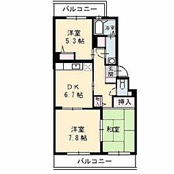 リベルテK・K 3DKの間取図画像