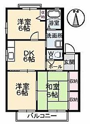 イーストパークA棟 3DKの間取図画像