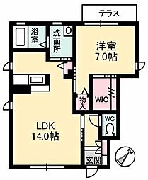 シャーメゾン紫明 A0101 1階1LDKの間取り