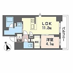 ラヴェール横川 2階1LDKの間取り