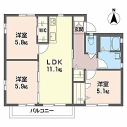 メイプル仁保南 3LDKの間取図画像