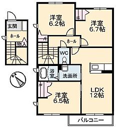 フラットスクエア庚午北 3LDKの間取図画像