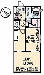 メゾン・カンフリエ井口 1LDKの間取図画像