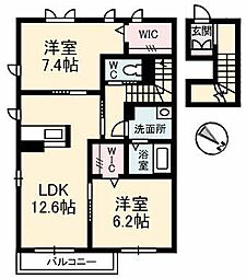 プロヌーブ西本浦B 2LDKの間取図画像
