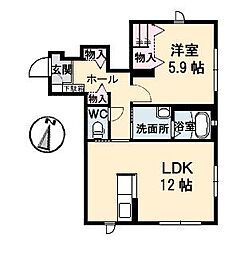 マグノリアA 1LDKの間取図画像