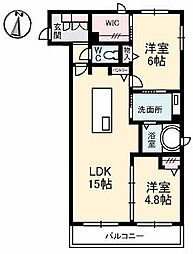 ファンコート東青崎 2LDKの間取図画像