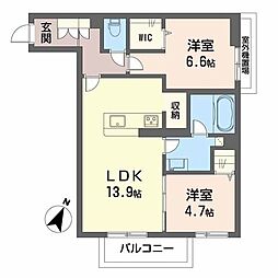 Maison de Colline 2LDKの間取図画像
