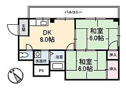 塩村ビル 2DKの間取図画像