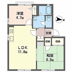 フレグランス竹原A 2LDKの間取図画像