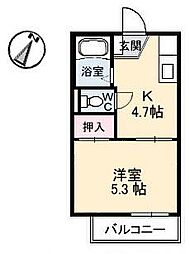 セフィラ中島 1Kの間取図画像