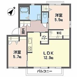 ピースハイツKC 2LDKの間取図画像