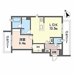 セントラル山田 A0301 3階1LDKの間取り