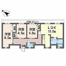 C.C.コート五日市駅前 3LDKの間取図画像