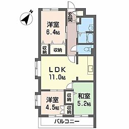 グランリューくるめ木 3LDKの間取図画像