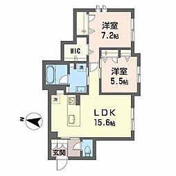 レジデンス西原ベレオ 2LDKの間取図画像