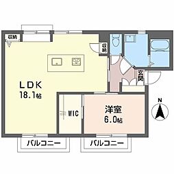 グランジュール中山台A 1LDKの間取図画像