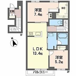 VIVANT HILL川内 2LDKの間取図画像