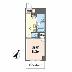 GoldCourt楽々園 ワンルームの間取図画像