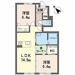 ラ・スリーズガーデンE 2LDKの間取図画像