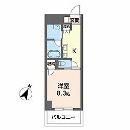 GoldCourt楽々園 1Kの間取図画像