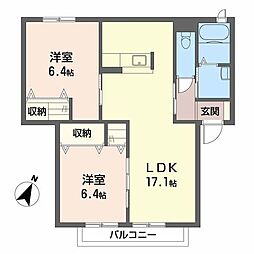 メゾンうえた3 2LDKの間取図画像