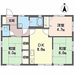 リバーライフ三井D 3DKの間取図画像